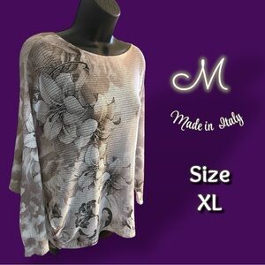M Made in Italy NWT Lightweight Floral Knit Sweater Size XL